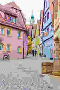 typical beautiful street in Rothenburg ob der Tauber