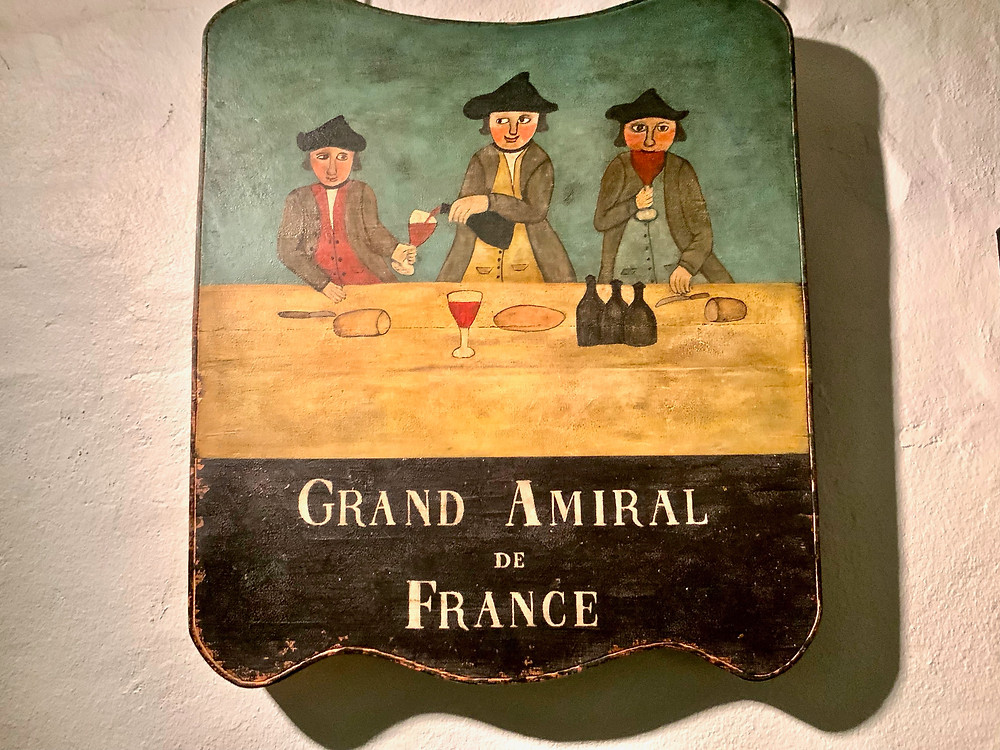 wooden sign in the basement of Chateau Ramezay