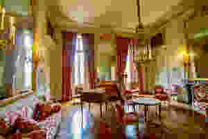 the music room with Marie Antoinette's harp in the Petit Trianon