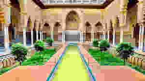 Courtyard of the Maidens with its long reflecting pool in the Alcázar