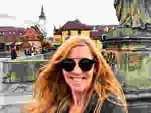 me in Wurzburg, about to hike to Fortress Marienburg