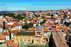 view from the palace balconies where you can see Coimbra's old 12th century Cathedral
