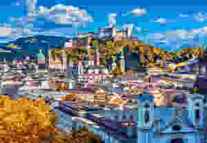 beautiful view of Salzburg with Festung Hohensalzburg towering above