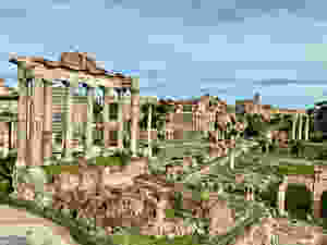 the Roman Forum, with the Temple of Saturn on the left