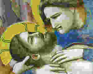 close up of Jesus and Mary in The Lamentation
