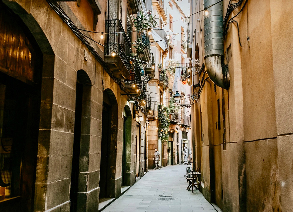 street in the El Raval neighborhood of the Gothic Quarter