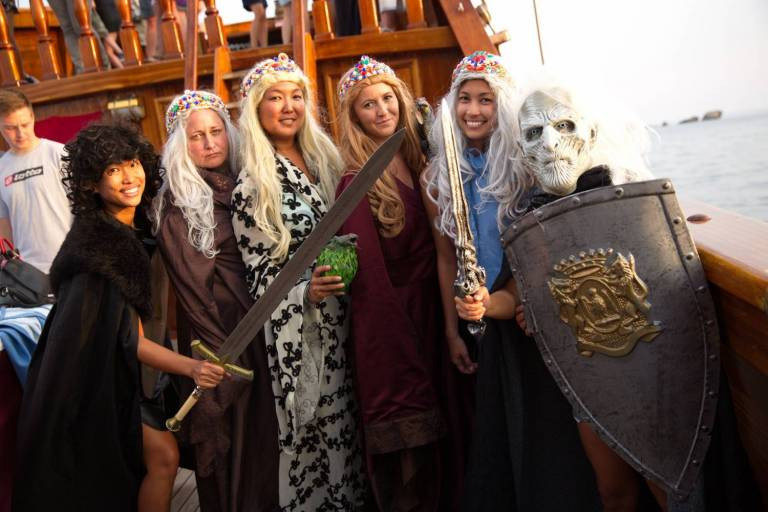 tourists dress up in Game of Thrones costumes on a Game of Thrones tour in Dubrovnik.