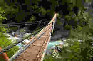 suspension bridge in the Soca River Valley