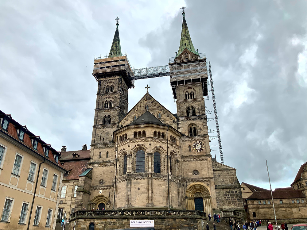 the twin towers of Bamberg Cathedral, now under renovation