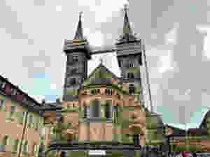 the twin towers of Bamberg Cathedral, now under renovation