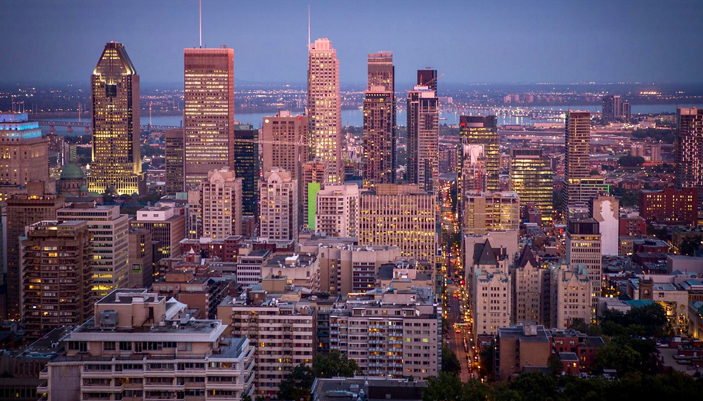 view of Montreal from Mount Royal Chaletl