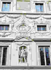 Julius Caesar statue on the facade of Palazzo Spada