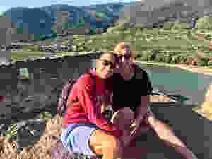 hubby and me at the top of the castle ruins in Durnstein Austria