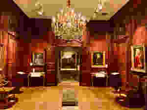 the mahogany paneled Salle de Nantes on the first floor of Chateau Ramezay