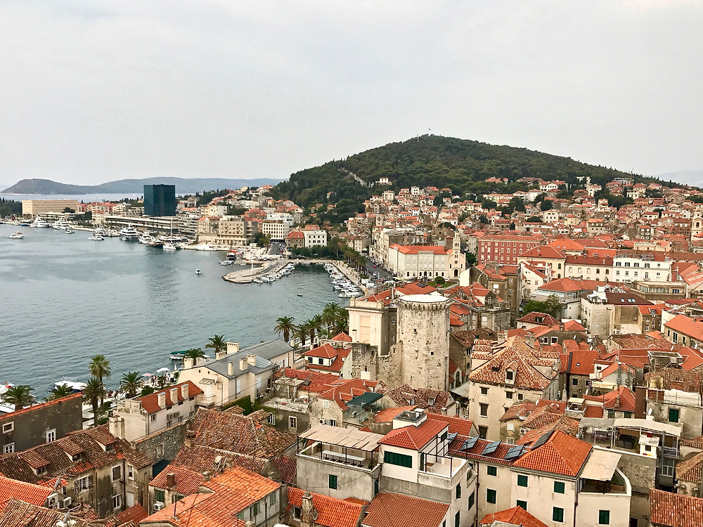 panoramic view of Split from the Bell Tower of Diocletian's Palace