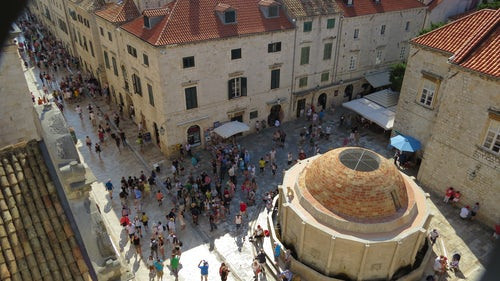 Stradun Street and Onofrio Fountain in Dubrovnik Croatia