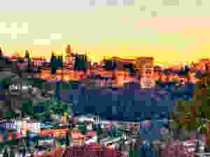 twilight view of the Alhambra from the Sacramonte neighborhood