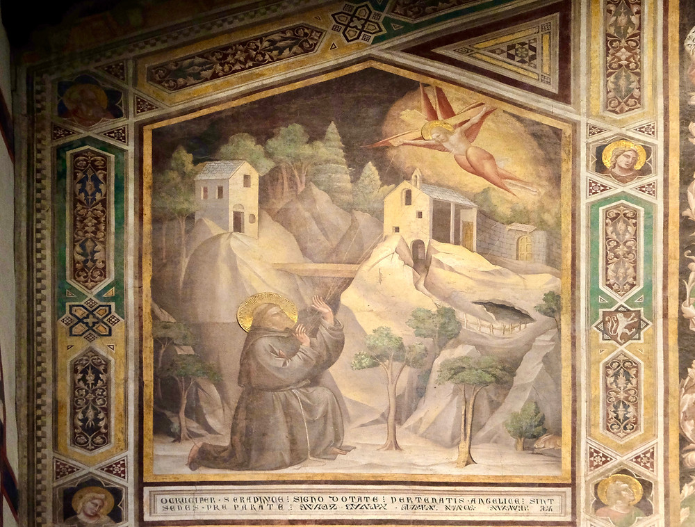 St. Francis Receiving the Stigmata, fresco by Giotto, in the Bardi Chapel