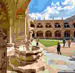 Lion Fountain in the cloister courtyard -- the lion was the heraldic symbol of St. Jerome