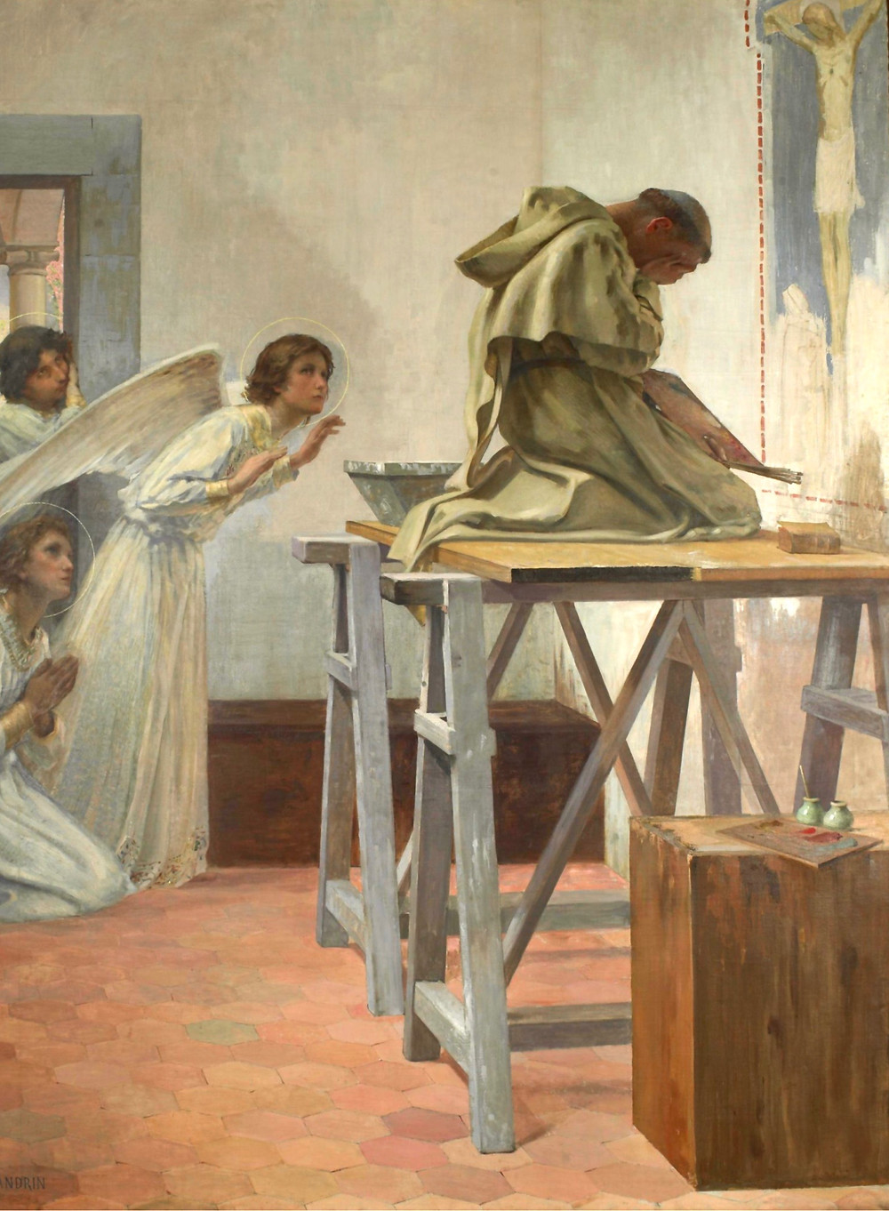 Paul-Hippolyte Flandrin, Fra Angelico Visited by Angels, 1894 -- in the Musee des Beaux-Arts Rouen