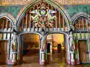 entrance to the Arms room with Charlemagne and his flunkies