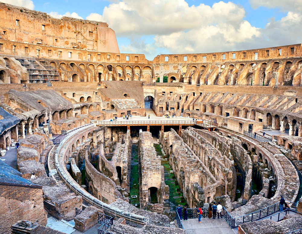 view of the Colosseum and its hypogeum or basement