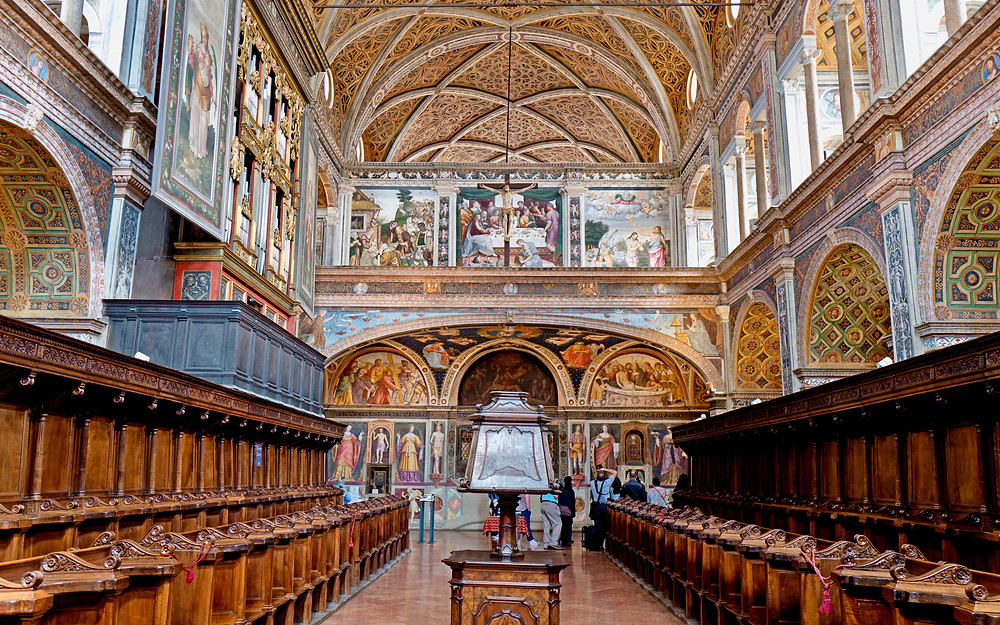 frescoed interior of the Church of San Maurizio