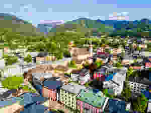 Bad Ischl Austria, aerial panoramic view