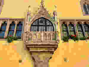 detail of the facade of the old town hall in Regensburg
