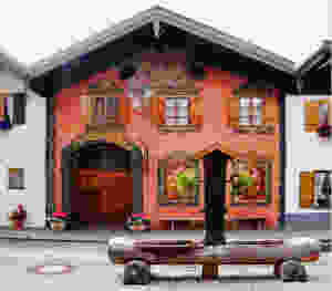 painted facade of the of Geigenbaumuseum in Mittenwald Germany