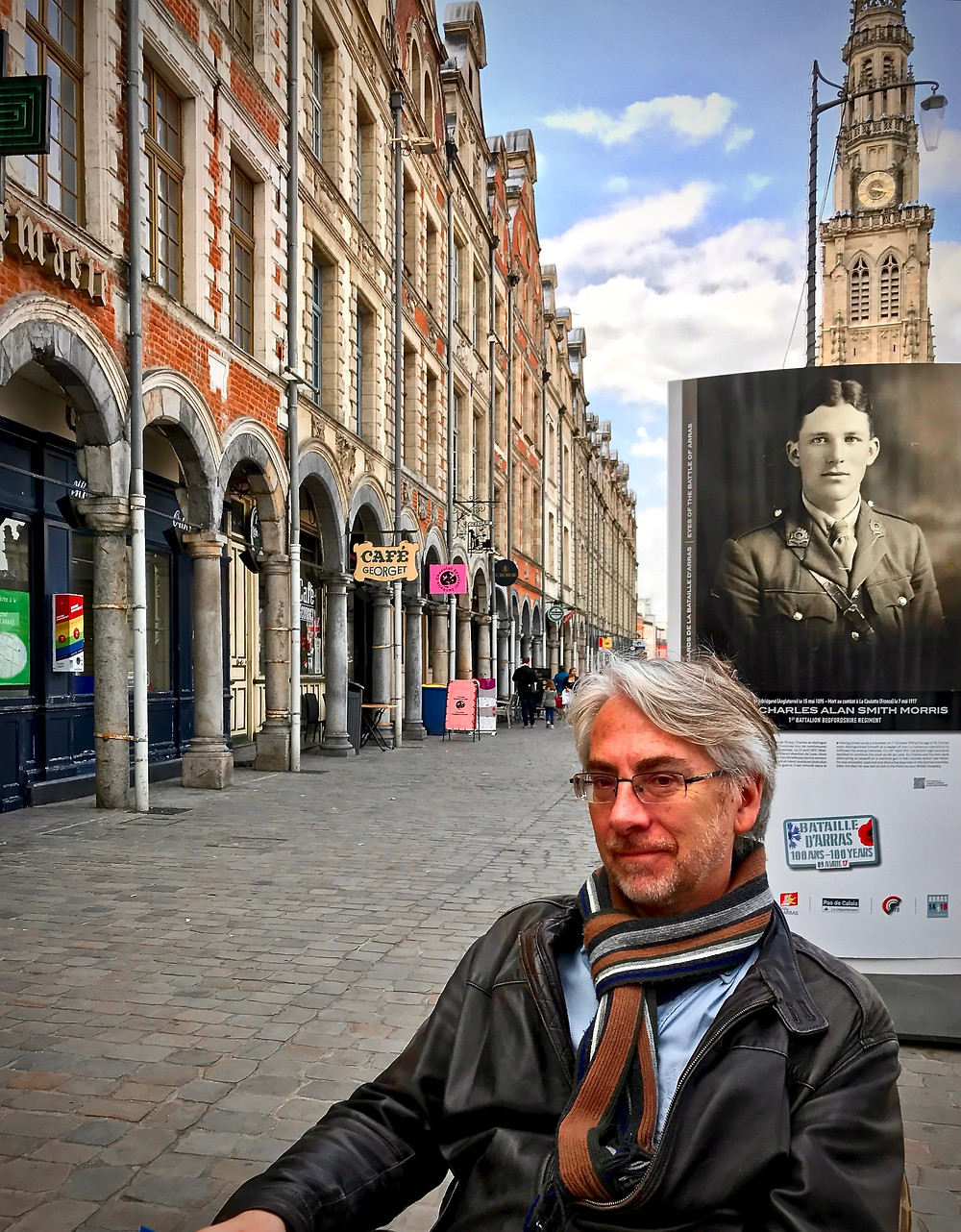 my travel partner enjoying the views in Arras France