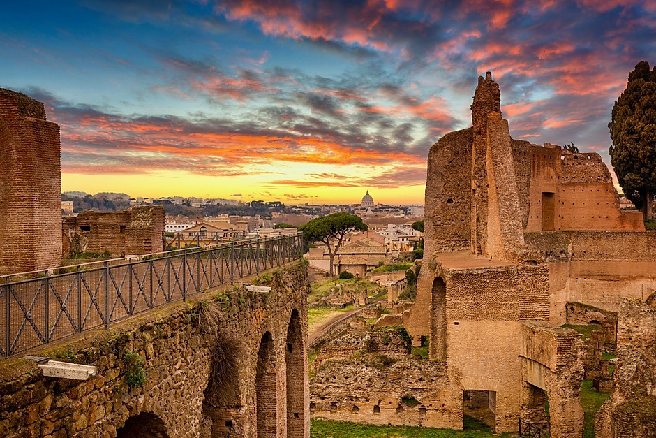 ruins of the House of Augustus on Palatine Hill