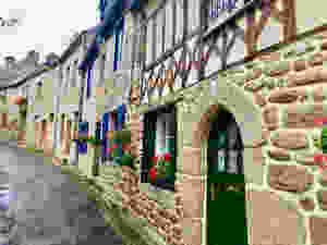 pretty street in Moncontour in Brittany France