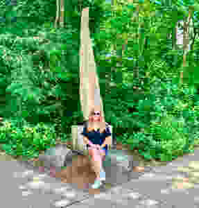 me at the entrance of Fallingwater