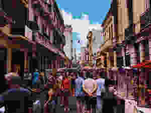 crowded streets in San Sebastian