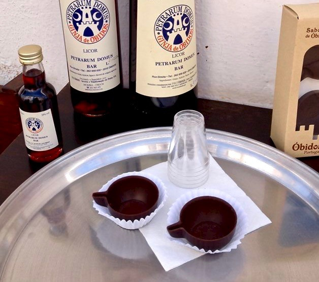 Ginjinha de Óbidos served up in a chocolate cup