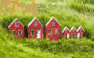 painted doors signifying that elves lives in the rock