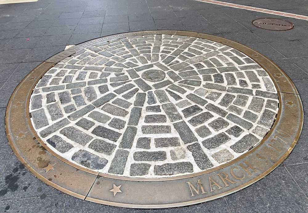 plaque commemorating the Boston Massacre on the Freedom Trail