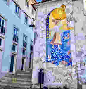 azulejo facade in Alfama