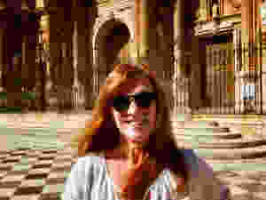 me in front of Guadix Cathedral