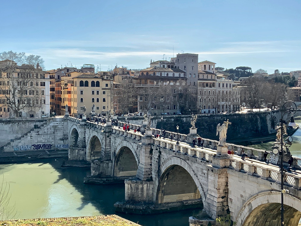 the Bridge of Angels, line with 10 Bernini-designed angels