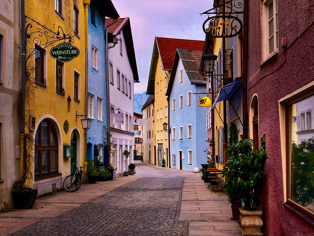 a pretty street in the medieval town of Fussen