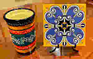 a vase and tile I purchased at Ceramica Triana