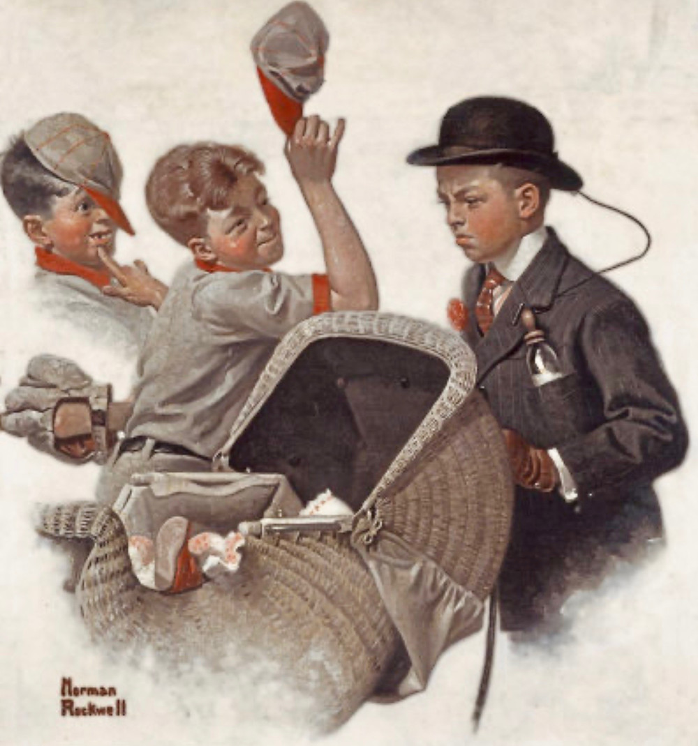 Norman Rockwell, Boy with Baby Carriage, 1916 -- in the Norman Rockwell Museum