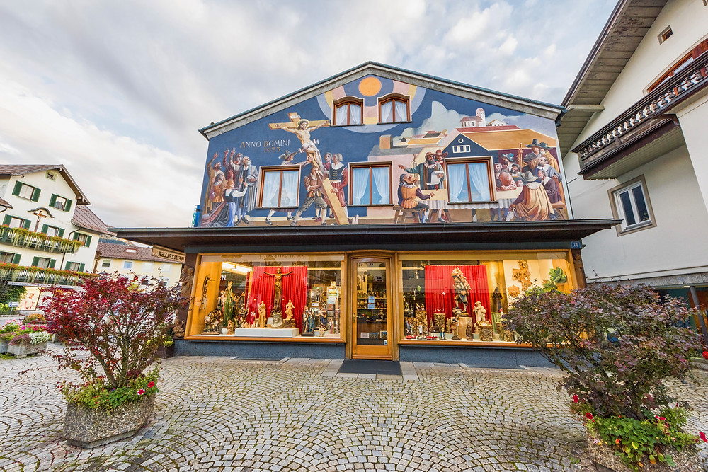 a colorful painted house in Oberammergau