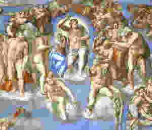 detail from Michelangelo's The Last Judgment, on the altar wall of the Sistine Chapel