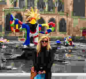 me on a chilly February day in front of the Pompidou Center's Stravinsky Fountain