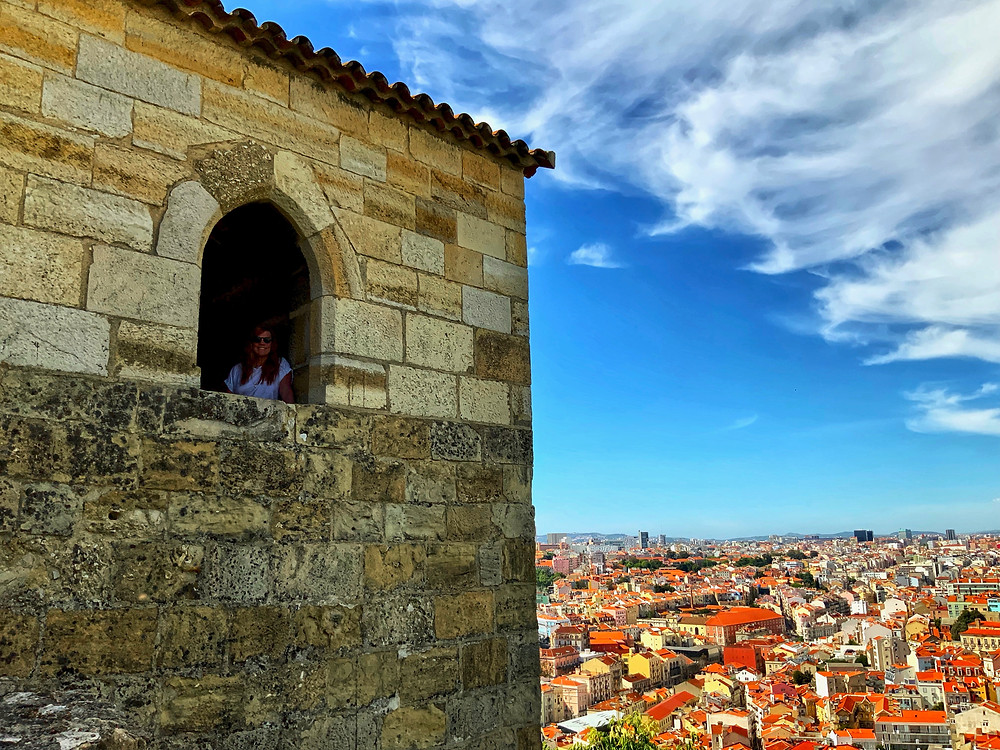 me hanging out in a tower on the castle walls