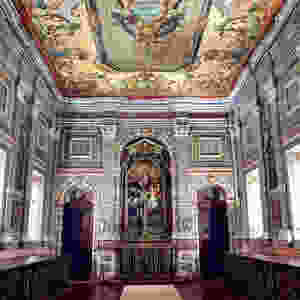 the sacristy with polychrome marble walls