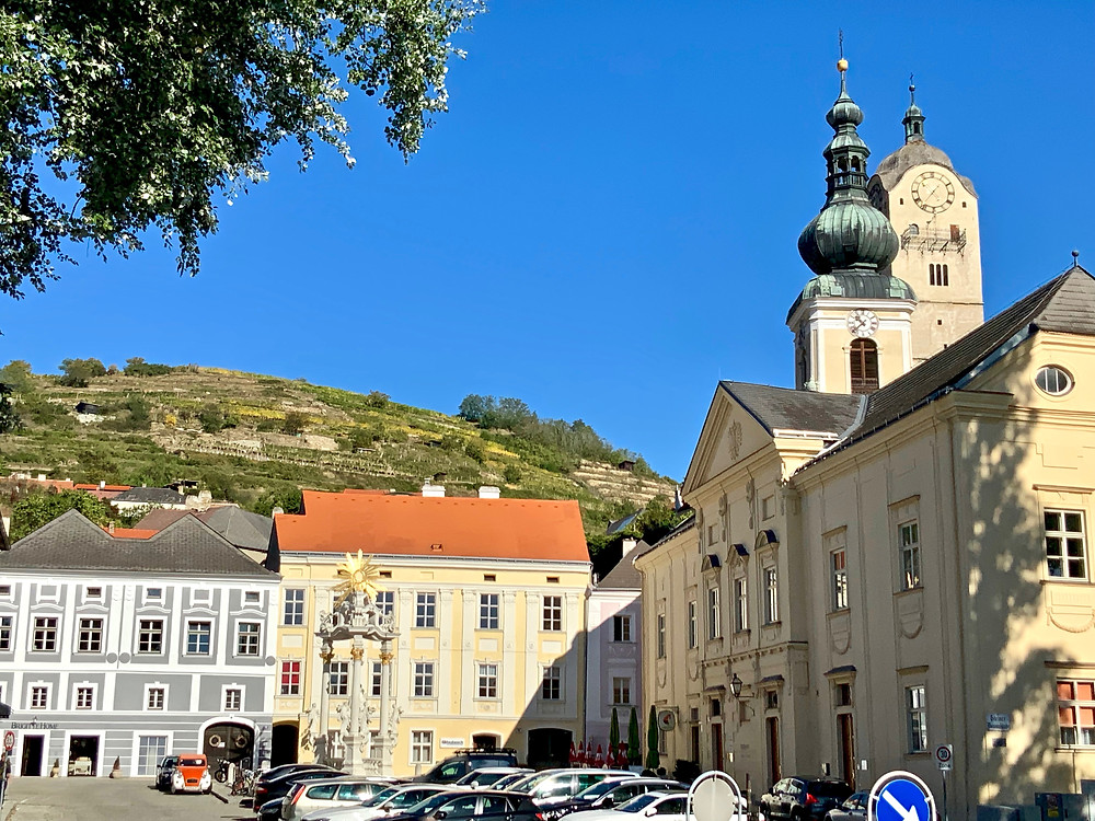 Trinity column in Krem's Town Hall Square